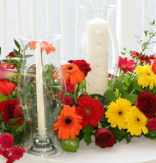 Outdoor unity candle and floral