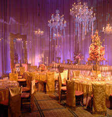 Pedestals with golden candelabras