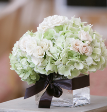 Hydrangea and Roses Centerpiece