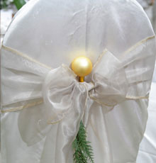 White satin chair cover