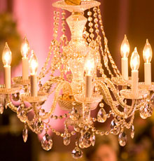 Gold and crystal chandeliers